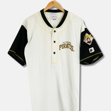 Vintage MLB Pittsburgh Pirates Half Button Up Jersey T Shirt Sz M
