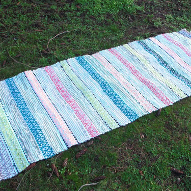 Vintage Runner Rug Scandinavian Rag Rug Finnish Area Rug Cotton Striped Runner Rug Farmhouse Decor Multi Colour Entryway Rug Boho Rug 