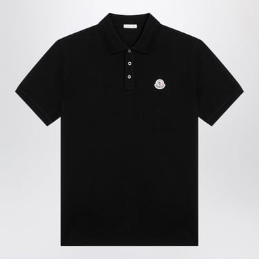 Moncler Black Cotton Polo Shirt With Logo Men