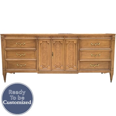 76" Unfinished 2 Door 6 Drawer American Of Martinsville Vintage Buffet #08776