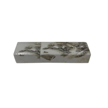 2 x Chinese Off White Porcelain Scenery Rectangular Display Paperweight ws2083S 2 x Chinese Off White Porcelain Scenery Rectangular Display Paperweight ws2083S