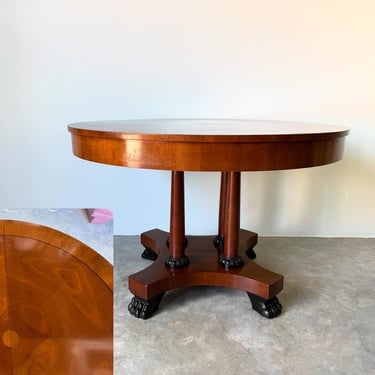 Vintage Neoclassical-Style “Palladian Collection” Round Cherrywood Dining Table by Baker Furniture 