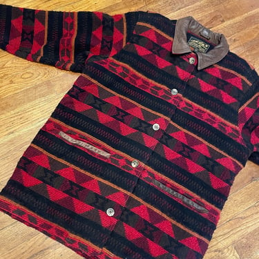 Taos Blanket Coat // wool USA made boho hippie jacket dress aztec southwest southwestern oversize 70s 80s red // O/S 