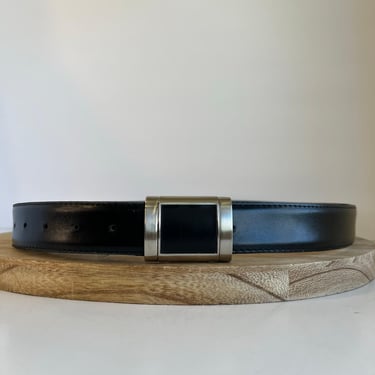 Vintage Dickies 90s Black Genuine Leather Silver Snap Buckle Closure Size XL 