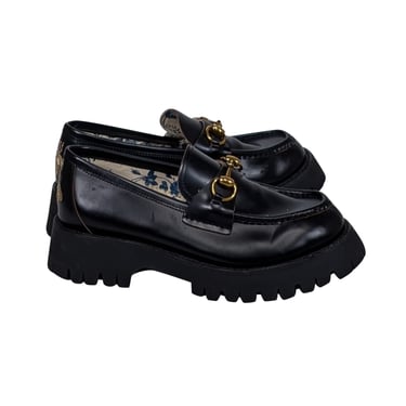 Gucci - Black Leather Harald Horsebit Platform Loafer sz 11