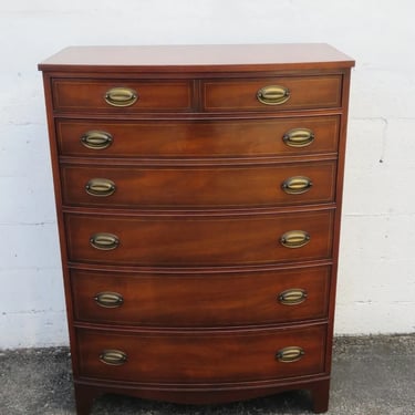 Henredon 1940s Mahogany Tall Bow Front Chest of Drawers 5261