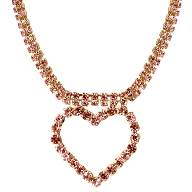 Pink Crystal Heart Necklace