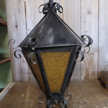 Vintage Iron and Glass Lamp Post Lantern