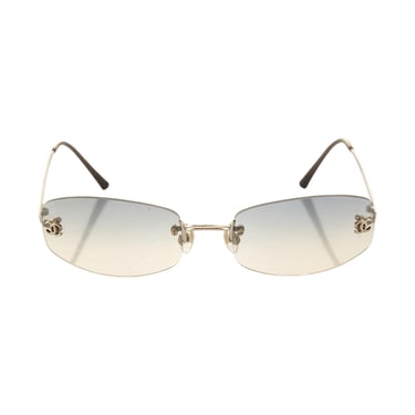 Chanel Black Logo Rimless Mini Sunglasses