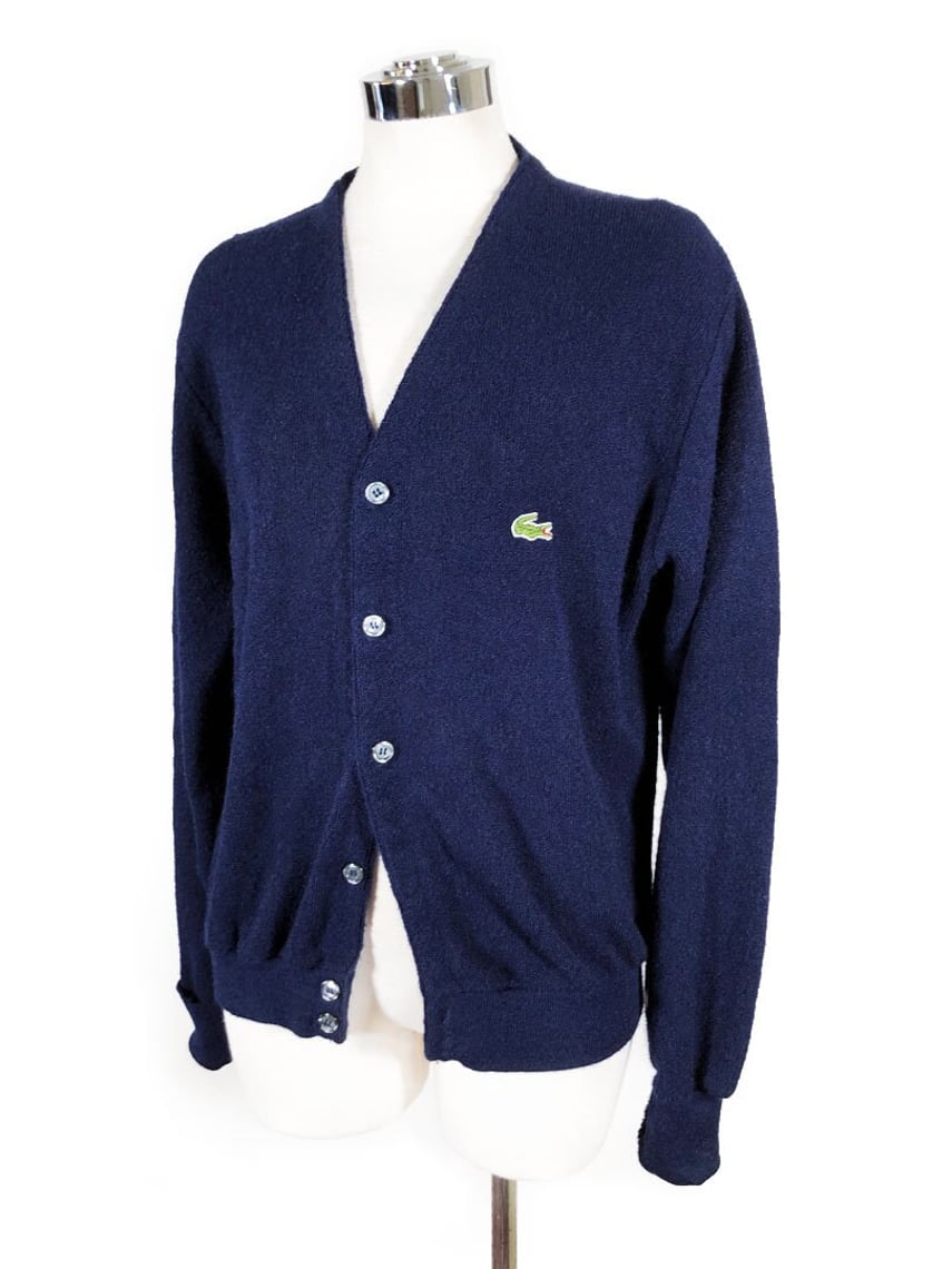 IZOD Lacoste Blue Cardigan Sweater, Medium, Dark Navy Blue, Button ...