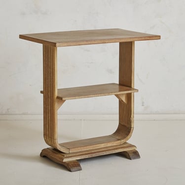 Art Deco Wood Side Table with 3 Shelves, France 1940s
