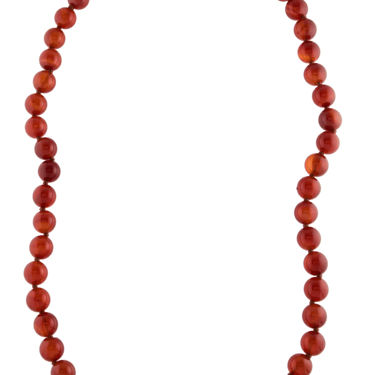 16" Chunky Red Seed Pearl Necklace - 14K Yellow Gold