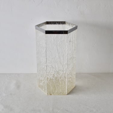 Willy Rizzo Italian Style Mid Century Hexagonal Ice Lucite Umbrella Stand 