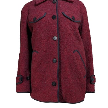 Gerard Darel - Dark Red Wool Blend Button Front Coat Sz 6