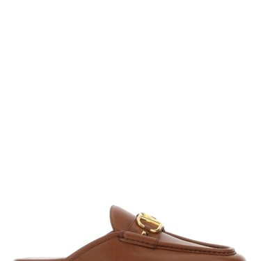 Valentino Garavani Men Brown Leather Vlogo Slippers