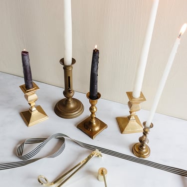 vintage french petite brass candlestick
