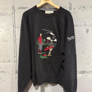 Vintage 90s golf picture Knit sweater scenic sweater lambswool Lyle & Scott brand Embroidery details 