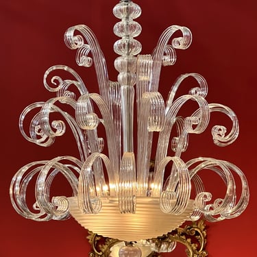 Impressive Italian Barovier & Toso Glass Fountain Chandelier