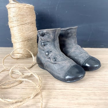 Ceramic children's 4 button high top boots - vintage decor 