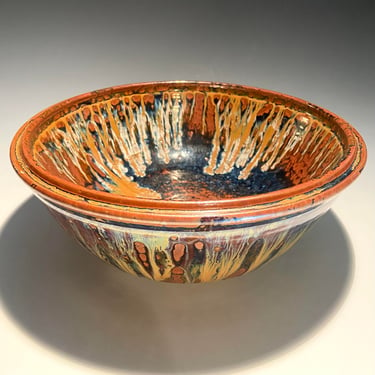 Chinese Export Decorative Ceramic Stoneware Bowl Multi- Colors 
