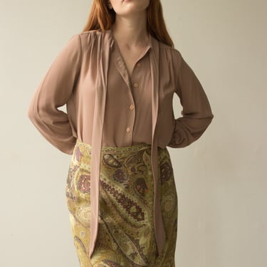 1990s Etro Silk Paisley Asymmetrical Hem Mini Skirt 