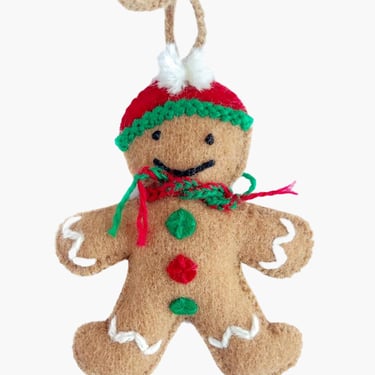 Gingerbread male wool ornament