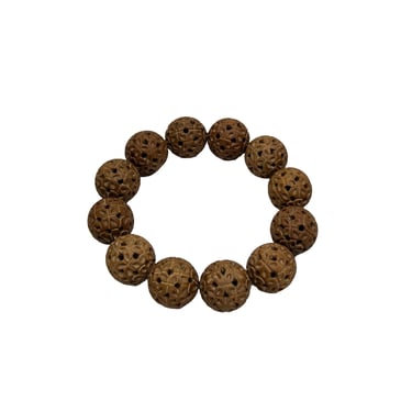 Natural Sandalwood Pattern Carving Beads Hand Rosary Praying Bracelet ws4684E 