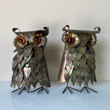 Mid Century Curtis Jere Owl Sculptures - a Pair 