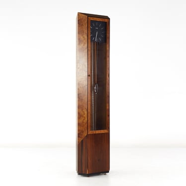 George Nelson for Howard Miller Mid Century Burlwood and Rosewood Grandfather Clock - mcm 