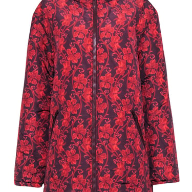 Cinq a Sept - Red &amp; Maroon Floral Puffer Coat Sz M