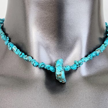 Chunky Navajo Turquoise Choker~15.5