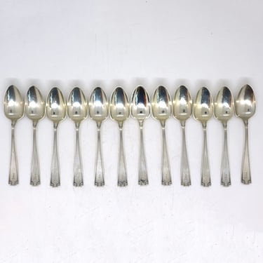 Vintage Set 12 American Gorham Sterling Silver Etruscan Pattern Demitasse Spoons 