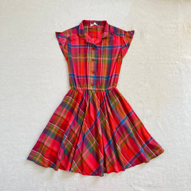 Vintage Rodier Paris Plaid Mini Dress. Size 38 