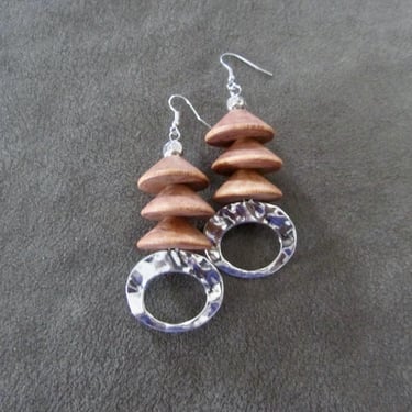 Chunky wooden pagoda earrings 