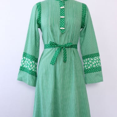 Kelly Green Calico Stripe Caftan S