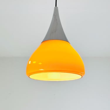 Mid century , Glashütte “Limburg” Pendant Lamp in  Orange Glass - Model 1486 ,1970s 