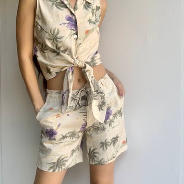 Vintage Tommy Bahama Silk Tropical Short Set 