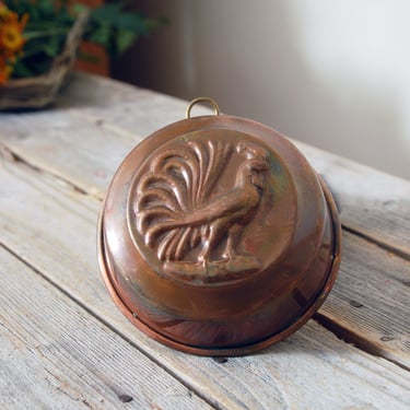 Copper rooster mold / vintage rooster mold / copper pan / rooster wall hanging / copper kitchen / farmhouse kitchen / copper cake jello mold 