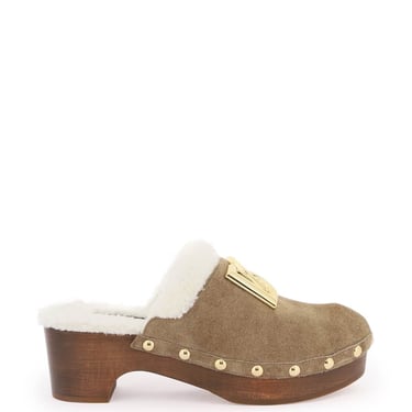 Dolce &amp; Gabbana Suede And Faux Fur Clogs With Dg Logo. Women