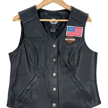 Harley Davidson Lady Rider Black Leather Motorcycle Vest Women’s XL