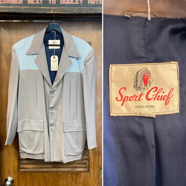 Vintage 1950’s “Sport Chief” Gabardine Two-Tone Hollywood Leisure Rockabilly Jacket, 50’s Vintage Clothing 
