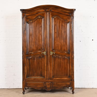John Widdicomb French Provincial Louis XV Carved Walnut Armoire Dresser, Circa 1960s