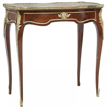 Antique Table, French Louis XV Style, Marble-Top, Gilt Metal Accents, 1800s!