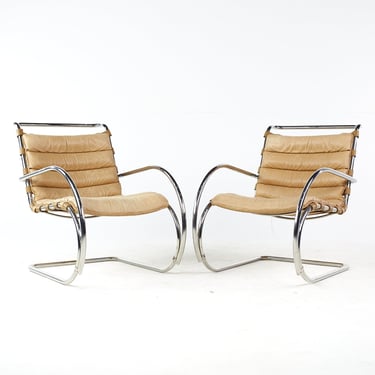 Mies Van Der Rohe for Knoll Mid Century Lounge Chairs - Pair - mcm 