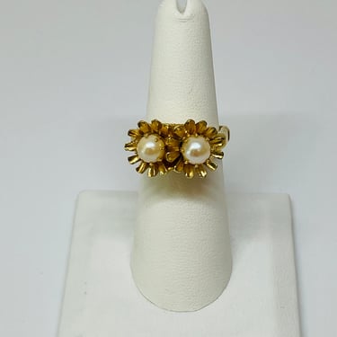 Double Pearl Flower Adjustable Ring