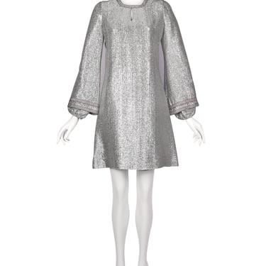 YOUTHQUAKE Vintage 1960s Rare Metallic Silver Mod Mini Dress