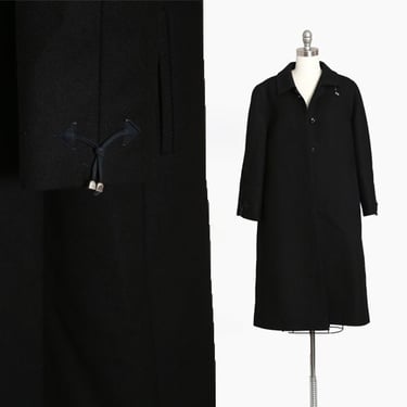 90s black wool coat  | Vintage 1990s Modell nautical minimalist oversized coat 