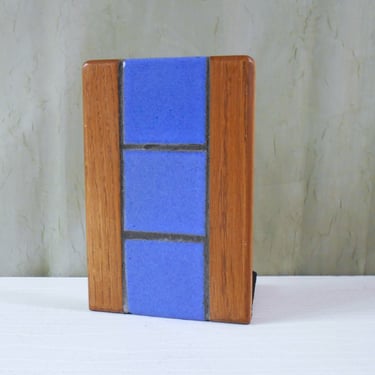 Martz Marshall Studios Walnut and Ceramic Bookend - Single Bookend with Ceramic Tiles 