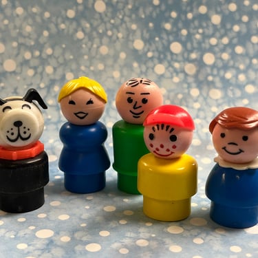 vintage little people family lot 1970s Fisher Price lot of five 
