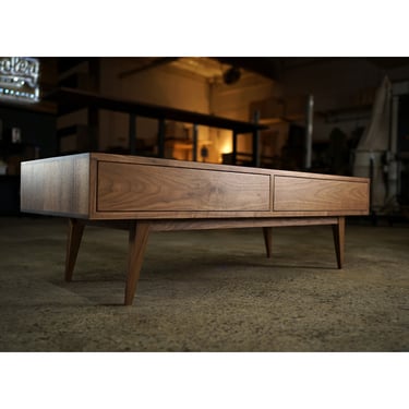 Legard Coffee Table, 2 Drawers, Mid-Century Modern Coffee Table, Solid Wood Modern Sofa Table (Shown in Walnut) 
